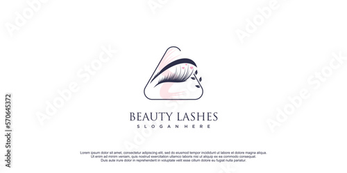 Eyelash logo with creative design and unique concept premium vector