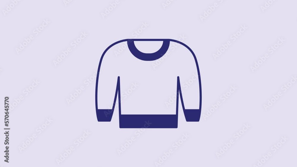 Blue Sweater icon isolated on purple background. Pullover icon. Sweatshirt sign. 4K Video motion graphic animation Blue Sweater icon isolated on purple background. Pullover icon. Sweatshirt sign. 4K Video motion graphic animation