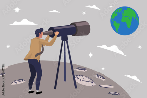 World economic vision or Searching for oversea business concept, concepts of looking at international economic visions.