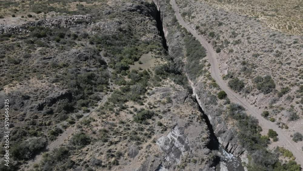 Drone view of Quebrada El Diablo gorge - Traveling on the Carretera Austral, Chile - natural look Drone view of Quebrada El Diablo gorge - Traveling on the Carretera Austral, Chile - natural look