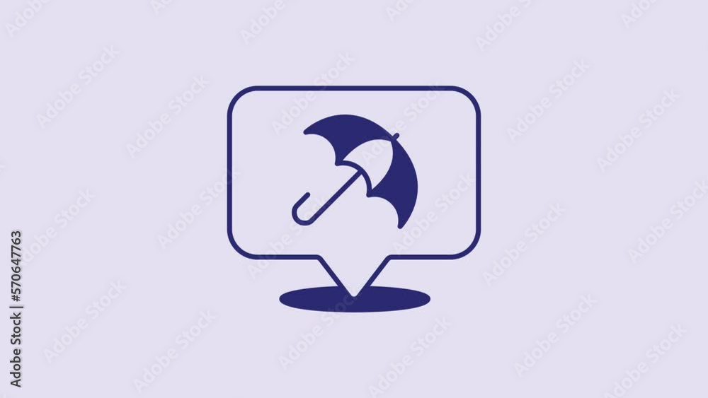 Blue Umbrella icon isolated on purple background. Insurance concept. Waterproof icon. Protection, safety, security concept. 4K Video motion graphic animation Blue Umbrella icon isolated on purple background. Insurance concept. Waterproof icon. Protection, safety, security concept. 4K Video motion graphic animation