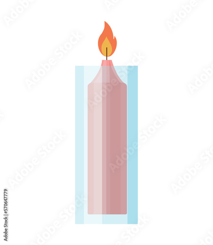 Colorful candle in flat style. Object for room decoration. Candle for a cozy and festive atmosphere.