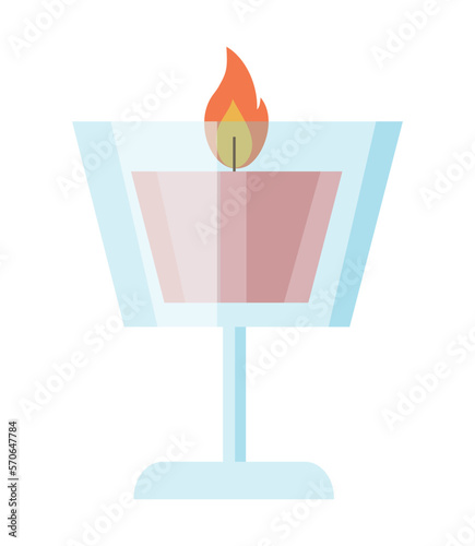 Colorful candle in flat style. Object for room decoration. Candle for a cozy and festive atmosphere.