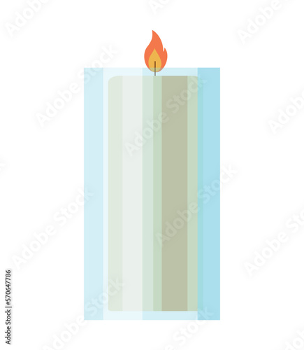 Colorful candle in flat style. Object for room decoration. Candle for a cozy and festive atmosphere.