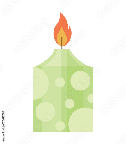 Colorful candle in flat style. Object for room decoration. Candle for a cozy and festive atmosphere.