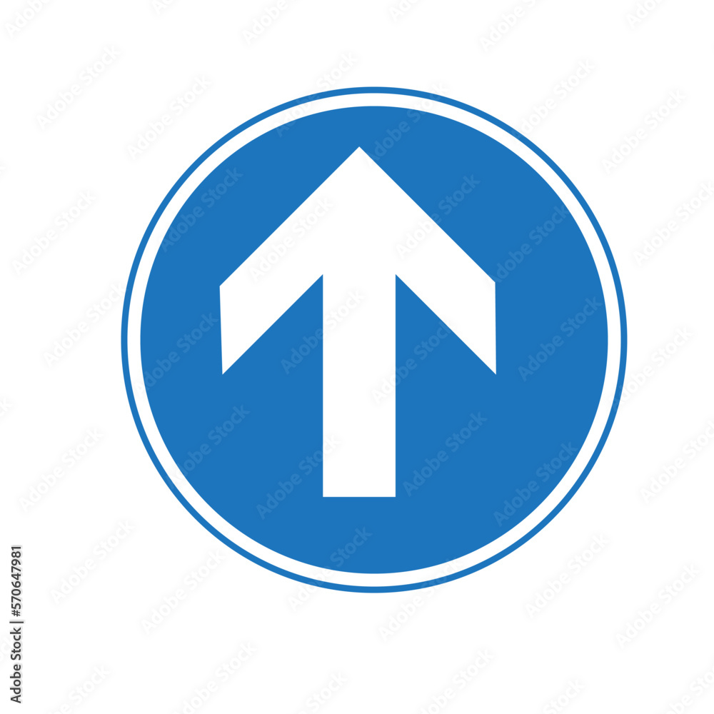A road sign showing direction straight. A road sign showing direction straight.