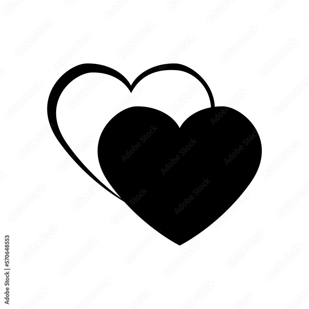 illustration of two heart shadows. design for valentine's day. Collection of Love Heart Symbol Icons . Love Illustration Set with Solid and Outline Vector Hearts illustration of two heart shadows. design for valentine's day. Collection of Love Heart Symbol Icons . Love Illustration Set with Solid and Outline Vector Hearts