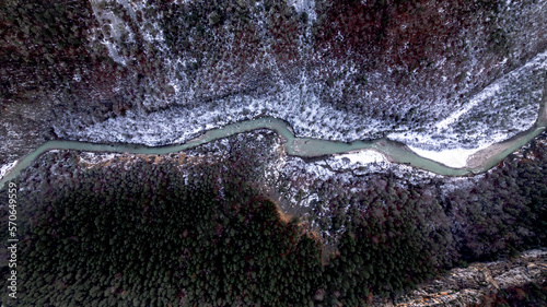 Aerial view of the Clues d aiglun during the winter in the Esteron Valley in Alpes Maritimes France