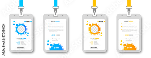 Modern and clean business id card template. professional id card design template with blue and yellow color. corporate modern business id card design template. Company employee id card template.