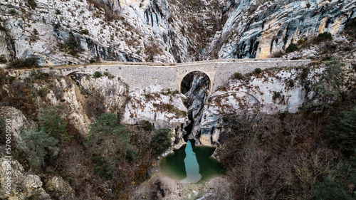View of les clues d'aiglun and le pont de Sigale in Esteron valley in France
