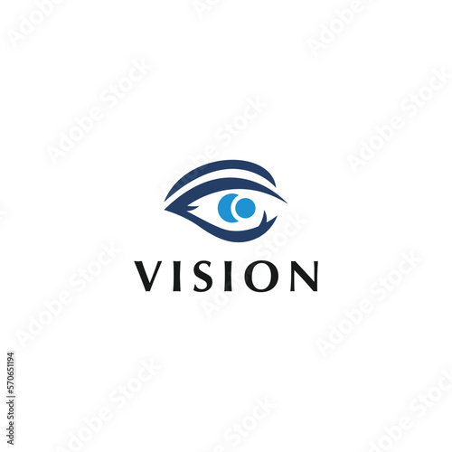 Vision logo concept. Flat line eye icon design template.