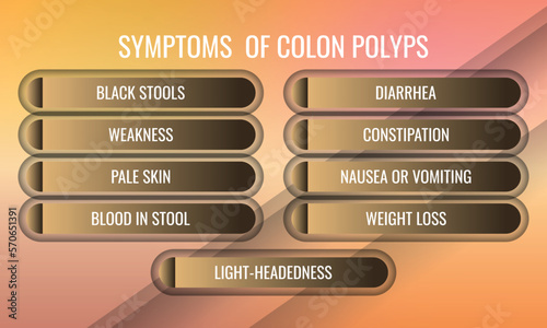 symptoms  of Colon polyps. Vector illustration for medical journal or brochure.