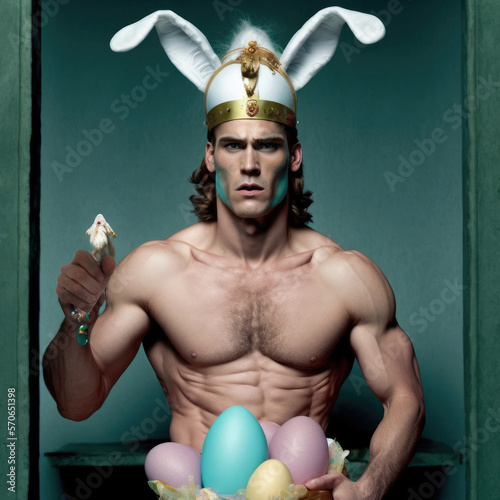 portrait of a young man with rabbit ears made with Generative AI