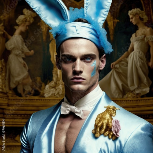 portrait of a man with Rabbit ears made with Generative AI