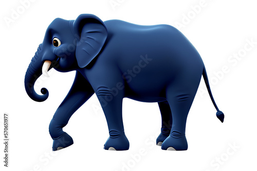 Cartoon elephant, isolated on transparent background. 3d render illustration. Generative AI.