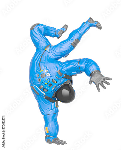 astronaut cartoon is doing a hip hop move dance