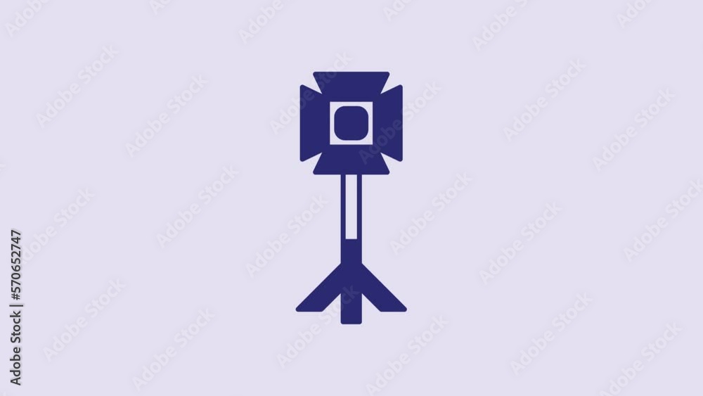Blue Studio light bulb in softbox icon isolated on purple background. Shadow reflection design. 4K Video motion graphic animation Blue Studio light bulb in softbox icon isolated on purple background. Shadow reflection design. 4K Video motion graphic animation