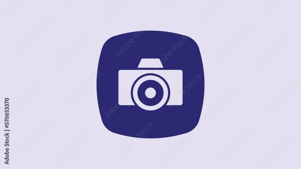 Blue Photo camera icon isolated on purple background. Foto camera. Digital photography. 4K Video motion graphic animation Blue Photo camera icon isolated on purple background. Foto camera. Digital photography. 4K Video motion graphic animation