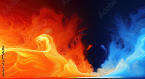 Flame and ice encounters, 4k colorful.