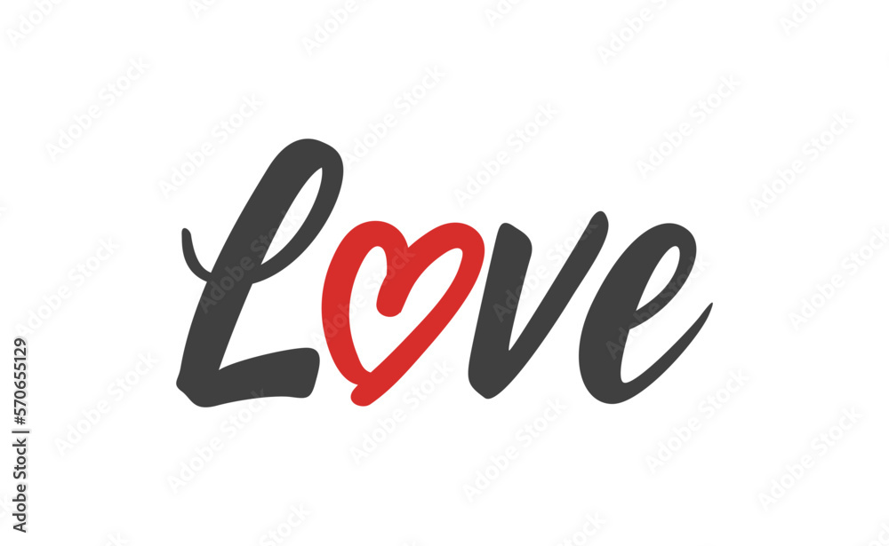 Love text lettering. O letter replaced by heart shape. Valentine's day design. Love text lettering. O letter replaced by heart shape. Valentine's day design.