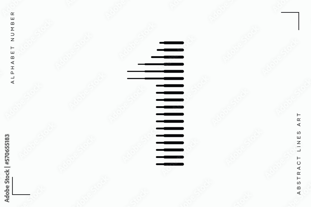 Number 1 with Abstract Line Pattern Number 1 with Abstract Line Pattern