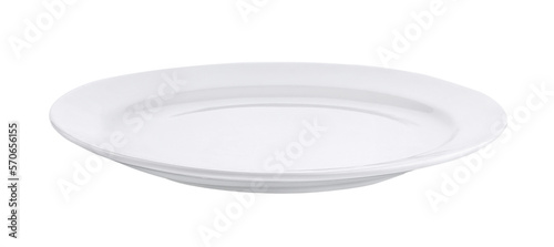 Empty white plate isolated on transparent png photo