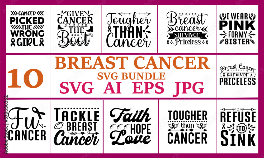 Fototapeta premium Breast cancer Svg bundle 