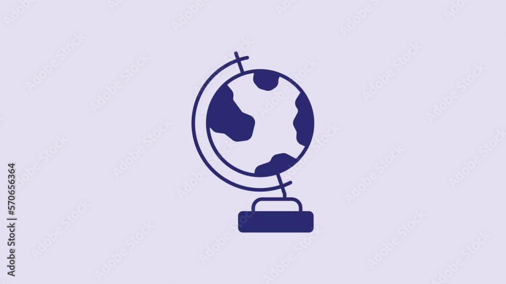 Blue Earth globe icon isolated on purple background. 4K Video motion graphic animation Blue Earth globe icon isolated on purple background. 4K Video motion graphic animation