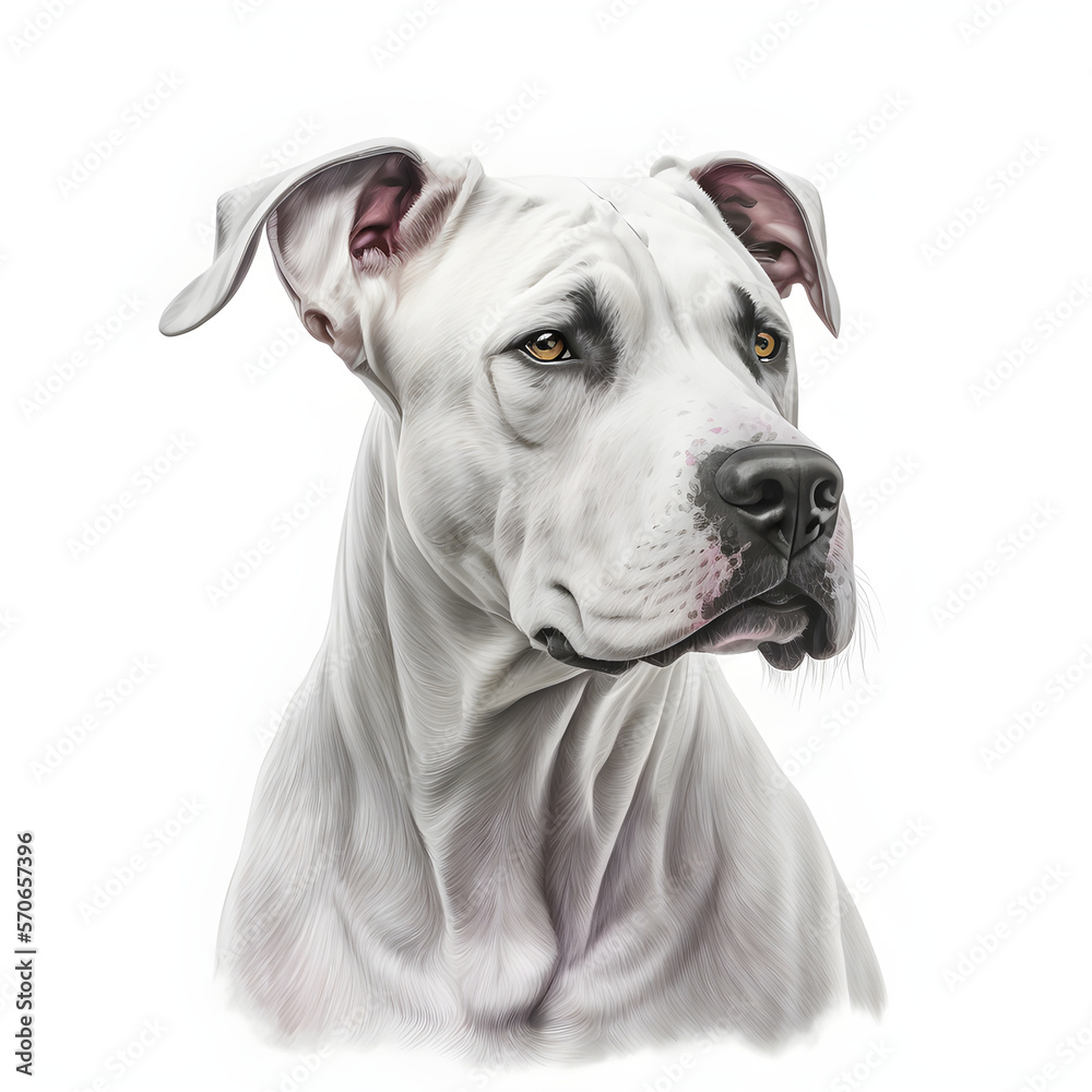 Portrait of dogo argentino, dog on white background, Dog isolated on white backdrop - AI Generative.