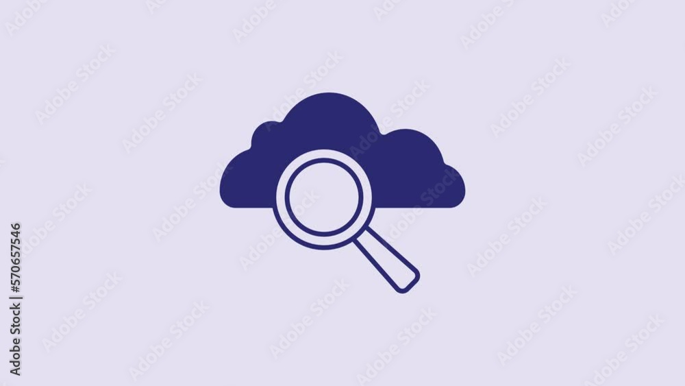 Blue Search cloud computing icon isolated on purple background. Magnifying glass and cloud. 4K Video motion graphic animation Blue Search cloud computing icon isolated on purple background. Magnifying glass and cloud. 4K Video motion graphic animation