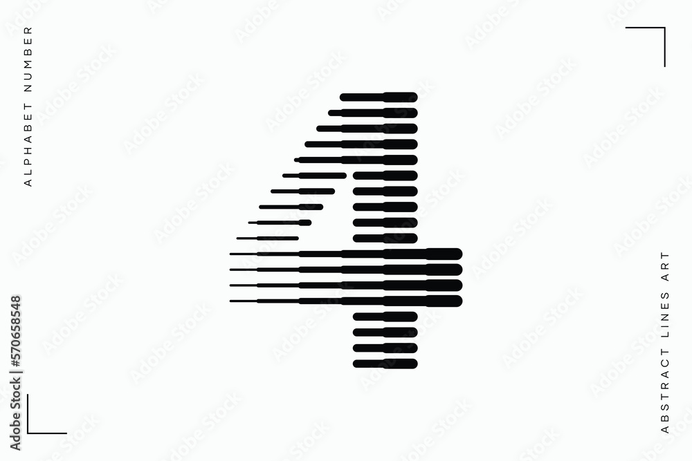 Number 4 with Abstract Line Pattern Number 4 with Abstract Line Pattern
