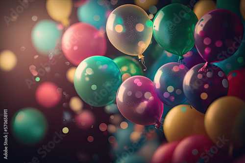 Balloon Birthday Holiday Background. Illustration Generative AI