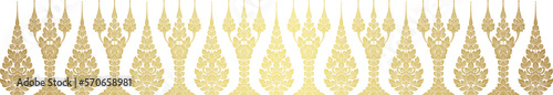 Line thai, lotus art and flower style asian art luxury buddhism temple element and background pattern png file for decoration
