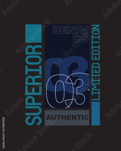 Superior Denim co limited edition clothing typography brand inspired signature label sticker typographic poster design for t shirt print vector