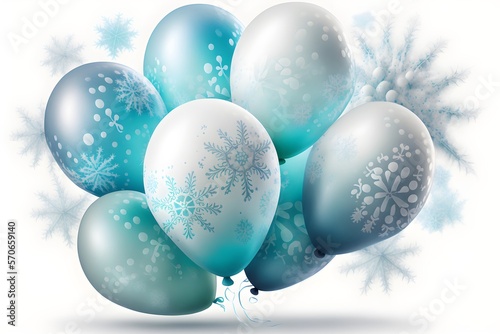 Frozen / Snowflake Party Balloons on a white background photo