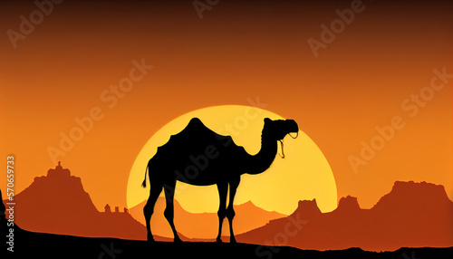 camel at sunset