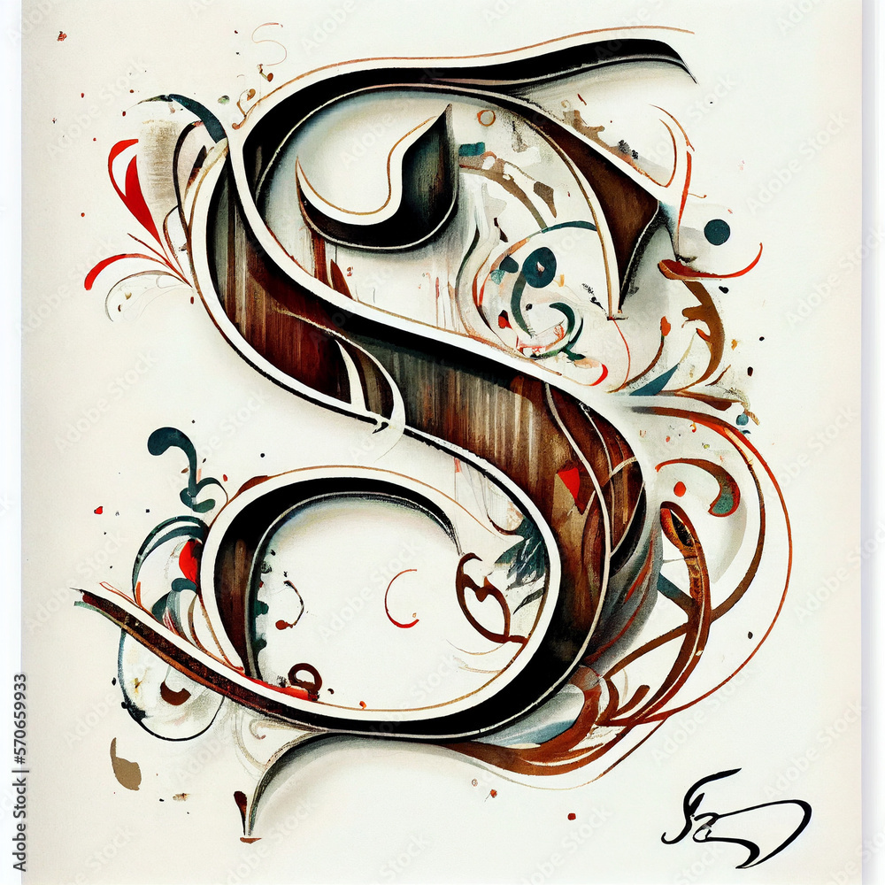 Obraz premium The beauty of the letter S in Asian calligraphy