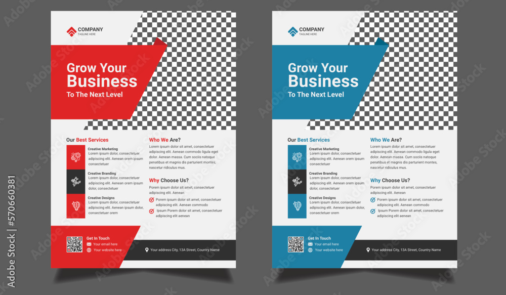 Obraz premium Flyer template layout Corporate business flyer Creative modern vector flyer concept with dynamic abstract shapes on background