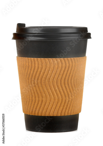 coffee to go Paper coffee cup on a white isolated background.