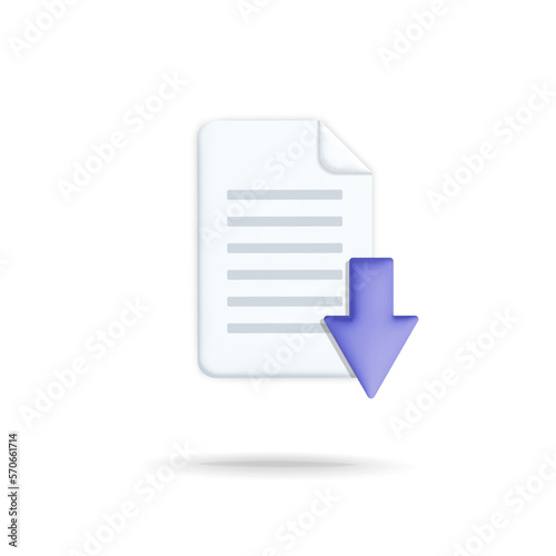 3d vector cartoon render download file document sheet of paper icon design