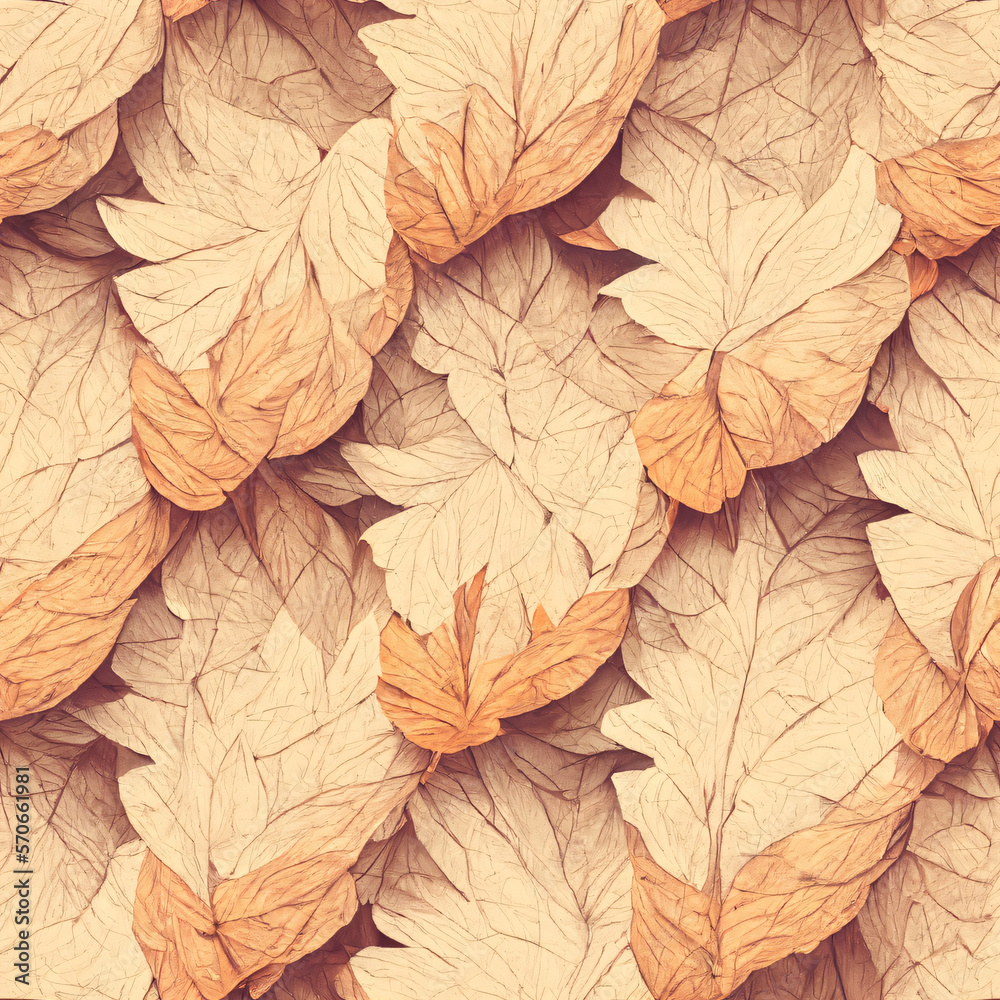 Seamless pattern of autumn leaves of different colors and shapes. autumn leaves background seamless pattern for wallpaper or fabric. leaves tile. Generative Ai