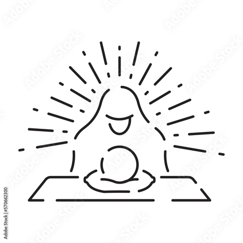 Fortune telling line icon. Mystical esoteric taro cards. Celestial mystic astrology element, witchcraft outline symbol. Vector illustration EPS 10