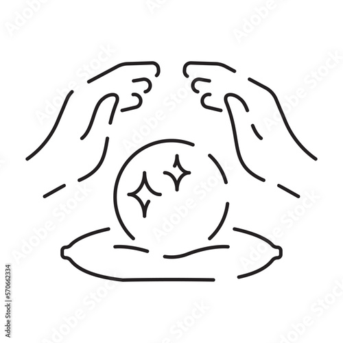Fortune telling line icon. Mystical esoteric taro cards. Celestial mystic astrology element, witchcraft outline symbol. Vector illustration EPS 10