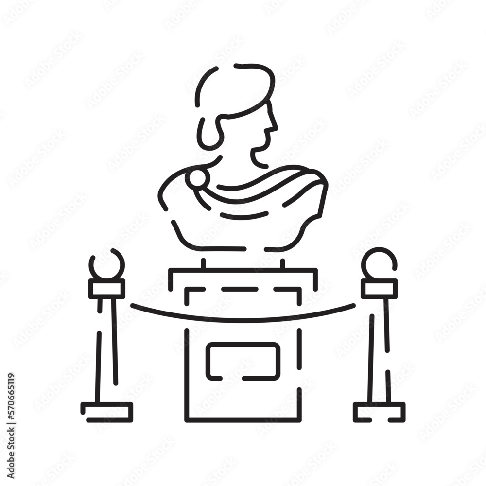 Museum line icon. Entertainment icon. Antique Column linear pictogram isolated on white pixel perfect illustration statue Museum line icon. Entertainment icon. Antique Column linear pictogram isolated on white pixel perfect illustration statue