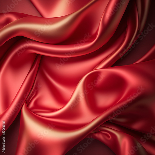 red silk fabric background, red luxury cloth fabric, red wavy satin fabric wallpaper Generative Ai