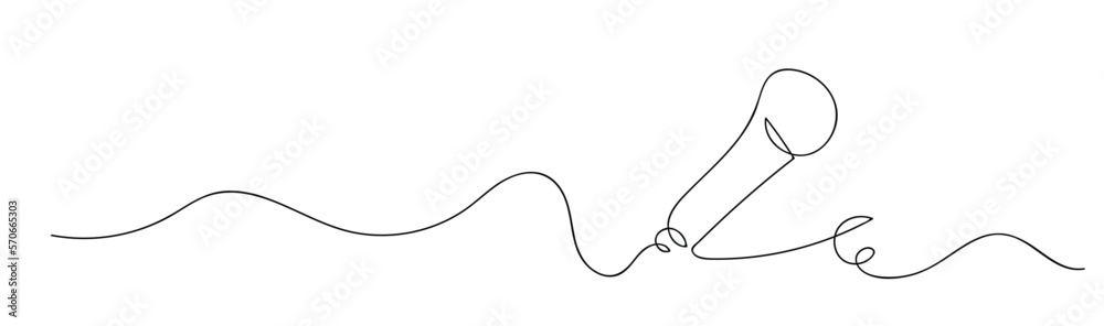 Microphone continuous one line drawing isolated on white background. Vector illustration Microphone continuous one line drawing isolated on white background. Vector illustration