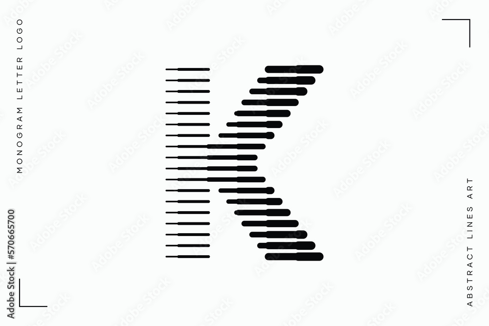 Letter K Logo with Abstract Line Pattern Letter K Logo with Abstract Line Pattern