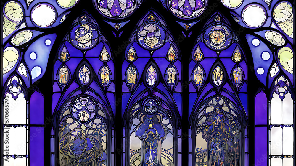 Gothic Stained Glass Window, Generative AI Art