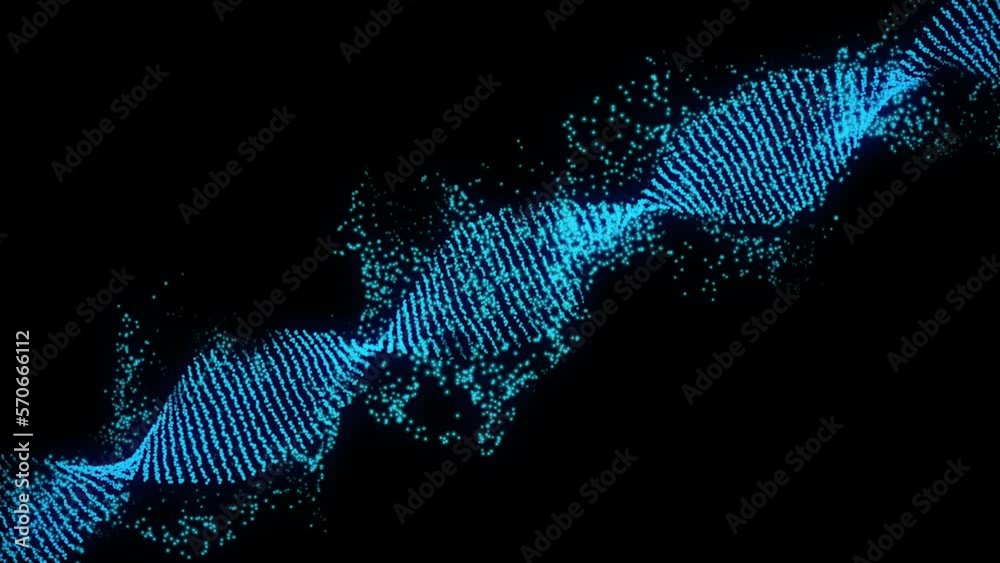 Abstract animated construction of a DNA molecule from particles. 