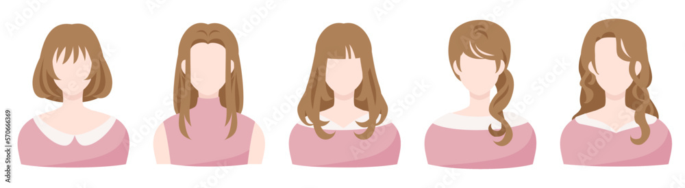 茶髪の少女の色々な髪型のバリエーション 茶髪の少女の色々な髪型のバリエーション